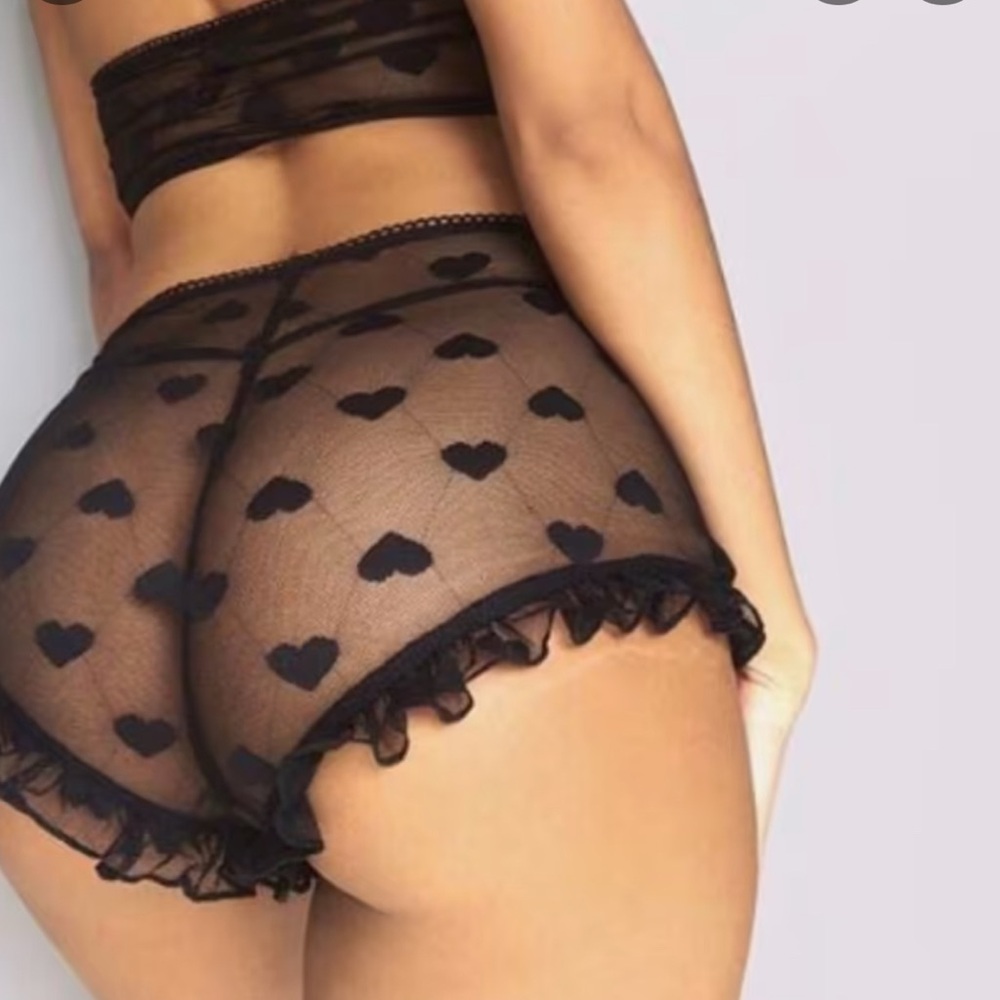 SHEIN Black Lace Bandeau Intimates Set